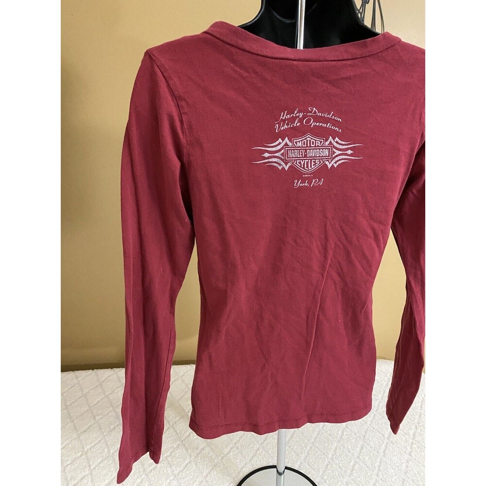 Vintage Harley Davidson York PA USA Made Women’s Red Long Sleeve Top Size Large - Picture 11 of 16